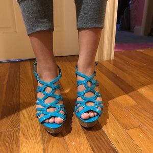 Delicious blue wedge sandals